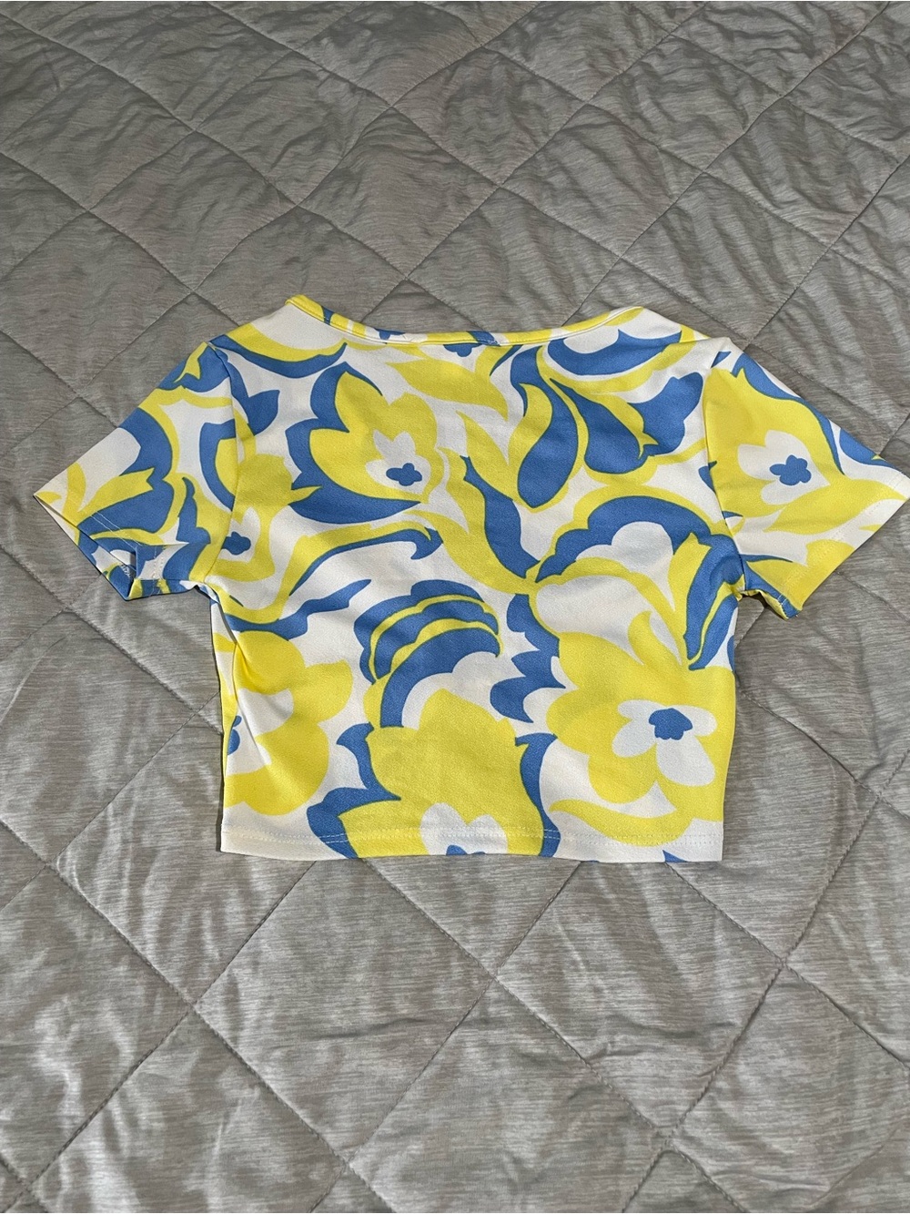 Floral Print Crop Top - Yellow & Blue